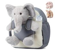 Moonkie Hug & Go™ Sac a Dos Enfant, Cartable Maternelle Éléphant avec Jouet Amovible, pour Garçon 1 2 3 Ans, Petit Sac a Dos Bebe avec Sangles Réglables, Cadeau Personnalisé pour Crèche & Voyage