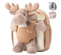Moonkie Hug & Go™ Sac a Dos Enfant, Cartable Maternelle Renne avec Jouet Amovible, pour Filles & Garçon 1 2 3 Ans, Petit Sac a Dos Bebe en Peluche Douce, Cadeau Personnalisé pour Crèche & Ecole