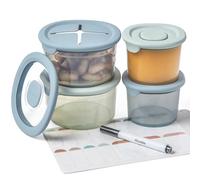 Moonkie Petit Pot Conservation Bébé en Silicone, Lot de 4 Pots Bébé Repas 120ml, Pots de Conservation Hermétiques avec Graduation, Sans BPA, Résistent au Choc Thermique & Congélation(2x120ml+2x240ml)