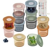Moonkie Petit Pot Conservation Bébé Silicone, Lot de 12 Pot Bebe Repas, Pot Bebe Conservation 120ml, Boîtes de Conservation 100% Hermétique, sans BPA, Graduation, Résiste Choc Thermique, Congélation