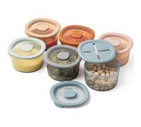 Moonkie Petit Pot Conservation Bébé Silicone | Lot de 6 Pots Repas 8oz/240ml avec couvercles Snack | Double scellage hermétique | Gradués | Sans BPA | Passent au Lave-vaisselle & Micro-ondes