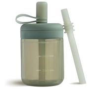Moonkie Tasse Apprentissage Bebe, Tasse Paille Bebe en Silicone, Tasse Anti Fuite Bébé, sans BPA, Adapté au Lave-vaisselle, pour 6 Mois+, 5oz(Vert gris)