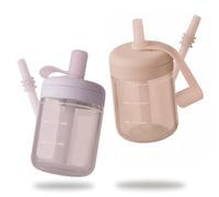 Moonkie Tasse Apprentissage Bebe, Tasse Paille Bebe en Silicone, Tasse Anti Fuite Bébé, sans BPA, Adapté au Lave-vaisselle, pour 6 Mois+, 150ml (Lilas doux/Blush)