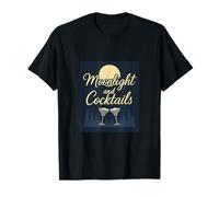 Moonlight and Cocktails Forest Bar Humour Design T-Shirt