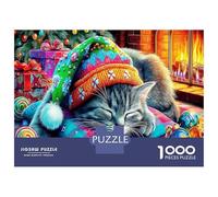Moonlight Cat Jardin 1000 Pièces De Puzzle en Carton Solide pour Un Jeu De Réflexion Et De Détente Chapeau tricoté Chat Parfait comme Activité De Vacances Ou Cadeau d'anniversaire 70x50cm/1000pcs