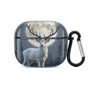 Moonlight Deer Coque de protection intégrale antichoc pour écouteurs Bluetooth avec chargement sans fil et porte-clés Cadeau personnalisé pour AirPods 3