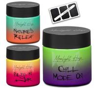 Moonlight Haze Lot de 3 bocaux hermétiques en verre avec couvercles résistants aux enfants, étiquettes et marqueur - Rangement anti-odeurs pour herbes et épices - Se range dans un sac ou une boîte