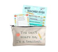 Moonlight Makers Funny Office Supplies Gift Set - Best Teacher Ever Pen Set, Teacher Survival Notepad, Funny Teacher Pouch - Cute Stationery Sets for Women, Funny Gifts for Friends and Coworkers