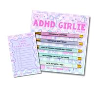 Moonlight Makers Lot de 5 stylos à bille amusants et bloc-notes avec encre noire gravée « I Came I Saw I Made A List » - Fournitures de bureau mignonnes - Cadeaux de travail amusants pour femme