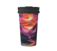Moonlight Mountain View - Tasse à café isotherme avec couvercle, gobelet de voyage anti-fuite en acier inoxydable