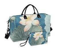 Moonlight Over Flower Pond Sac de voyage de nuit Grand sac de gym avec trousse de toilette pour yoga Grande capacité