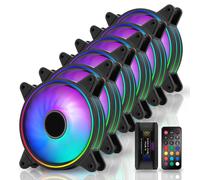 Moonlight Ventilateur De Boîtier Rgb 120Mm Avec Hub Ventilateur Et Télécommande,Carte Mère Aura Sync,Contrôle De Vitesse,Ventilateur Adressable Pour Boîtier Pc-6 Pack