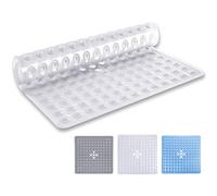 MOONLIGHT20015 Tapis de bain antidérapant anti-moisissure avec ventouses puissantes, poignées et trous de drainage, tapis de douche en caoutchouc souple, lavable en machine (53 x 53 cm, transparent)