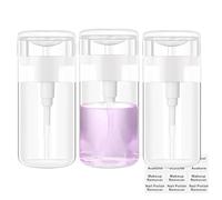 Moonlik Lot de 3 distributeurs d'acétone, distributeur à pompe à pression pour dissolvant de vernis à ongles, flacon d'alcool avec étiquettes, récipient de voyage vide avec étiquette pour liquide de