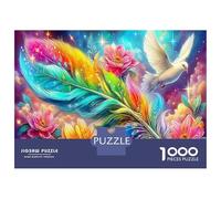 Moonlit Amour 1000 Pièces Amateurs De Puzzlesplume Arc-en-Ciel Dove pour Adultes Jeu D'Intelligence Parfaitpourla Détente Del'art DeLaDécoration 38x26cm/1000pcs