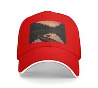 Moonlit Canoe Allagash River Print Neutral Sandwich Hat Style Fit All Year Round Adjustable Baseball Caps Snug Secure, Rouge, Taille unique