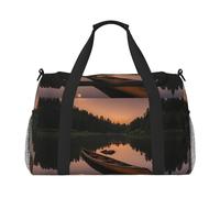 Moonlit Canoe Allagash River Print Sac de voyage pour usage quotidien Grande capacité Sac de voyage élégant Sac fonctionnel, noir, One Size