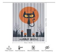 Moonlit Curse - Black Cat Halloween Art Ensemble De Rideaux De Douche Lavables Et Élégants Pour Usage Quotidien, Avec 12 Crochets, Pour Salle De Bain Ou Salle D'eau 56.30x70.87Inch（143x180cm）