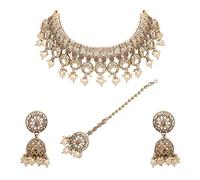 Moonlit Elegance Reverse AD Mehandi Collier ras du cou plaqué (LCT), métal, sans pierre précieuse