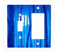 Moonlit Forest Plaque de protection pour interrupteur Motif bouleau bleu foncé pour décoration d'intérieur, accents muraux saisonniers, taille standard, idéal pour le salon