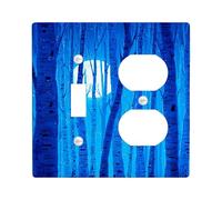 Moonlit Forest Plaque de protection pour interrupteur Motif bouleau bleu foncé pour décoration d'intérieur, accents muraux saisonniers, taille standard, idéal pour le salon à bascule Duplex