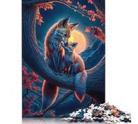 Moonlit Fox Family Embrace Puzzle 1000 Pièces Educa Jouet en Bois Cadeau Unique Décoration Intérieure Jeu Éducatif Challenge Toy Adultes & Enfants des 14 Ans 1000pcs (75x50cm)