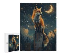 Moonlit Fox Fence Post Puzzle 1000 Pièces Educa Jouet en Bois Cadeau Unique Décoration Intérieure Jeu Éducatif Challenge Toy Adultes Et Enfants À Partir De 14 Ans 500 PCS