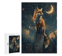 Moonlit Fox Fence Post Puzzle 1000 Pièces Educa Jouet en Bois Cadeau Unique Décoration Intérieure Jeu Éducatif Challenge Toy Adultes Et Enfants À Partir De 14 Ans 300 PCS
