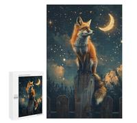 Moonlit Fox Fence Post Puzzle 1000 Pièces Educa Jouet en Bois Cadeau Unique Décoration Intérieure Jeu Éducatif Challenge Toy Adultes Et Enfants À Partir De 14 Ans 1000 PCS