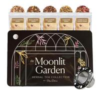 Moonlit Garden Collection Coffret cadeau de tisanes assorties - Tisanes en vrac faites à la main, coffret cadeau de présentation avec infuseur à feuilles en vrac inclus, thé Sleepytime - 5 thés