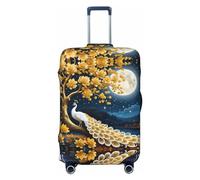 Moonlit Golden Tree Peacock Housses de bagage de voyage élastiques 45,7 à 81,3 cm, noir, M