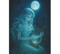 Moonlit Harp: A Midnight Melody Notebook: A lyrical music journal inspired by quiet nights, flowing notes, and soft emotions under the full moon