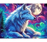 Moonlit Loup 500 Pièces Puzzle pour Ado en Carton Anti-Déchirure Bêtes enchantées Lumineuses Facile Débutant Jeu De Société Soirée Entre Amis Cadeau Anniversaire Petit Prix 500 PCS/52×38cm