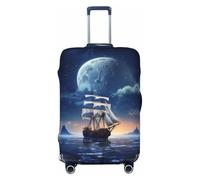Moonlit Night Sea Sailboat - Housses de protection élastiques pour valises de 45 à 32 cm, Noir, CH