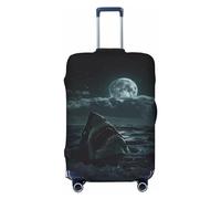 Moonlit Night Sky Shark Housses de bagages de voyage élastiques pour valises de protection pour bagages de 45 à 32 cm, Noir, Mediano