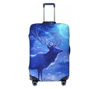 Moonlit Night Sky Snowy Deer Travel Luggage Covers Housses de valise élastiques pour bagages de 45,7 à 81,6 cm, noir, S