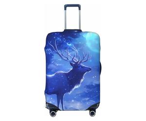 Moonlit Night Sky Snowy Deer Travel Luggage Covers Housses de valise élastiques pour bagages de 45,7 à 81,6 cm, Noir , X-Large