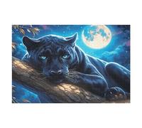 Moonlit Panthère Noire 1000 Pieces Casse tête Adolescent en Carton Rigide Faune Sauvage Difficulté Moyenne Activité Éducative Cadeau Fête des Mères Haute Qualité Premium 1000 PCS