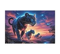 Moonlit Panthère Noire 1000 Pieces Casse tête Amateur d'art en Carton Haute Qualité Faune Sauvage Très Difficile Niveau Expert Décoration Murale Cadeau Noël Qualité Premium 1000 PCS