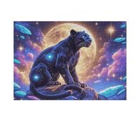 Moonlit Panthère Noire 300 Pièces Puzzle Collectionneur en Carton Haute Densité Épais Animal Animal de Compagnie Haute Difficulté Décoration Murale Oeuvre d'art Cadeau Noël Premium 300 PCS