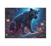 Moonlit Panthère Noire 500 Pièces Puzzle Famille en Carton Rigide Faune Sauvage Difficulté Moyenne Activité Familiale Anti Stress Loisir Créatif Idée Cadeau Anniversaire Premium 500 PCS