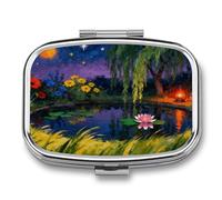 Moonlit - Pilulier carré portable à 2 compartiments - Pilulier quotidien avec poche de rangement pour vitamines - Organiseur de médicaments pour le bureau, la maison, l'huile de poisson