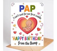 Moonlit93 Carte d'anniversaire « I Can't Wait For Our First Cuddle Happy Birthday From The Bump! » - Carte d'anniversaire pour Pap - Cadeau amusant de la famille - Annonce de grossesse