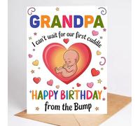 Moonlit93 Carte d'anniversaire pour grand-père avec inscription « I Can't Wait For Our First Cuddle Happy Birthday From The Bump! » - Idée cadeau d'anniversaire pour grand-père - Cadeau amusant de la