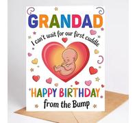 Moonlit93 Carte d'anniversaire pour grand-père avec inscription « I Can't Wait For Our First Cuddle Happy Birthday From The Bump! » - Idée cadeau d'anniversaire pour grand-père - Cadeau amusant de la