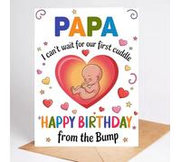 Moonlit93 Carte d'anniversaire pour papa avec inscription « I Can't Wait For Our First Cuddle Happy Birthday From The Bump! » - Idée cadeau d'anniversaire pour papa - Cadeau amusant de la famille