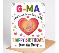 Moonlit93 G-Ma - I Can't Wait For Our First Cuddle Happy Birthday From The Bump! Carte - Carte d'anniversaire pour G-Ma - Cadeau amusant de la part de la famille - Annonce de grossesse