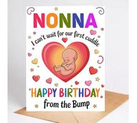 Moonlit93 Nonna - I Can't Wait For Our First Cuddle Happy Birthday From The Bump! Card - Ideas Birthday Card For Nonna - Cadeau amusant de la famille - Annonce de grossesse Cadeau d'anniversaire