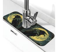 MoonNight Sky Crow Tapis d'évier de cuisine Tapis d'égouttement pour évier de cuisine Protection anti-éclaboussures Absorbant Séchage rapide Évier de cuisine Tapis de lavabo