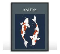 Moonow7 Poster mural en forme de poisson koï japonais, design minimaliste inspiré du zen, décoration élégante pour chambre à coucher, salon ou bureau, image esthétique de décoration d'intérieur,